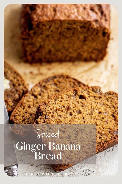 Banana And Ginger Cake, Banana Spice Bread, Ginger Banana Bread Recipe, Molasses Banana Bread, Spiced Banana Bread Recipe, Banana Bread Christmas, Banana Gingerbread, Ginger Banana Bread, Gingerbread Banana Bread