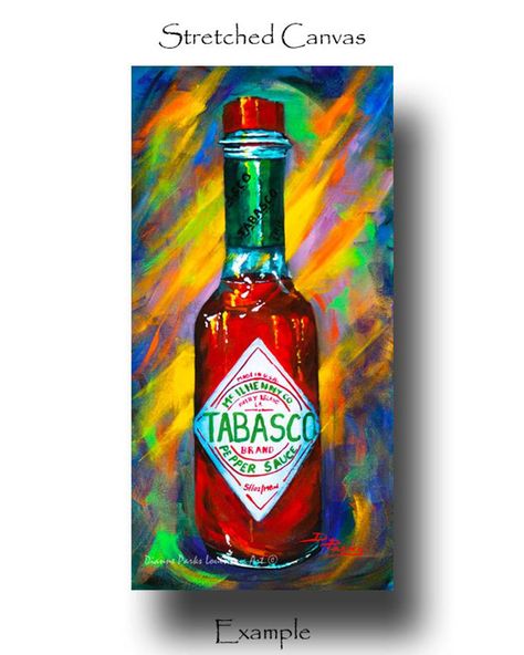 Food New Orleans, Colorful Bottles, Tabasco Hot Sauce, New Orleans Food, Louisiana Hot Sauce, Louisiana Cajun, New Orleans Jazz, Mouse Art, New Orleans Art