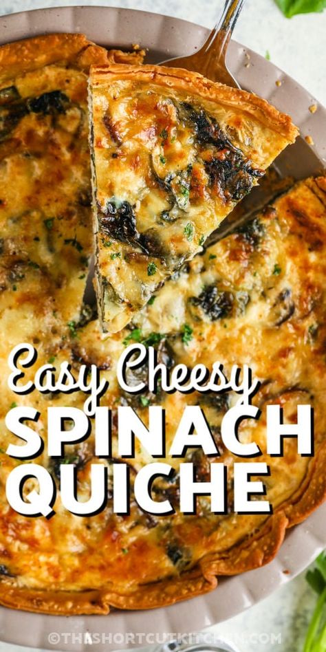 Easy Spinach Quiche, Breakfast Quiche Recipes Easy, Quiche Recipes Healthy, Vegetable Quiche Recipes, Spinach Quiche Recipes, Quiche Lorraine Recipe, Easy Quiche, Vegetable Quiche, Cheesy Spinach