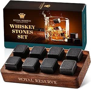 Whiskey Stones Gift Set by Royal Reserve – Artisan Crafted Reusable Chilling Rocks for Scotch Bourbon – Modern Stocking Stuffer for Men Guy Dad Boyfriend Anniversary or Retirement Whiskey Stones, Stocking Stuffers For Men, Beautiful Bars, 15 Diy, Groomsmen Gifts, Black Granite, Wooden Tray, Artisan Craft, Bridal Shower Gifts