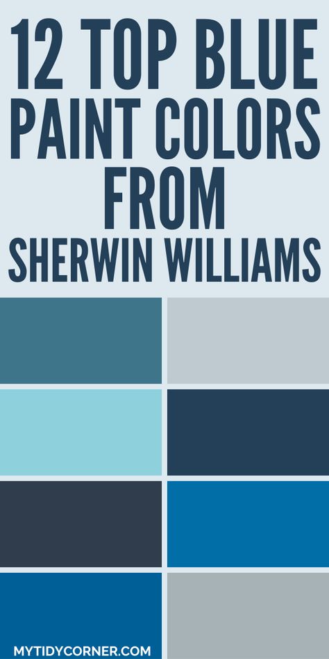 Collage of the top blue paint colors by Sherwin Williams. Sherwin Williams Boys Room Colors, Bungalow Blue Sherwin Williams, Blue Paint For Living Room, Sherwin Williams Blue Color Palette, Byte Blue Sherwin Williams, Popular Sherwin Williams Blue, Royal Blue Sherwin Williams, Best Blues For Bedroom, Sherwin Williams Sea Mariner