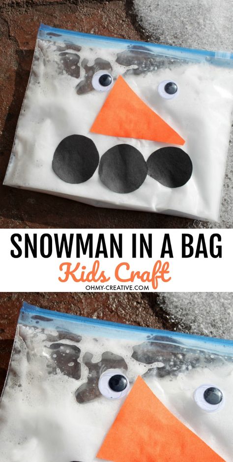 Snowman In A Bag, Infant Crafts, Work Games, December Ideas, Snowman Crafts Diy, January Crafts, December Crafts, Sensory Crafts, Winter Activities For Kids