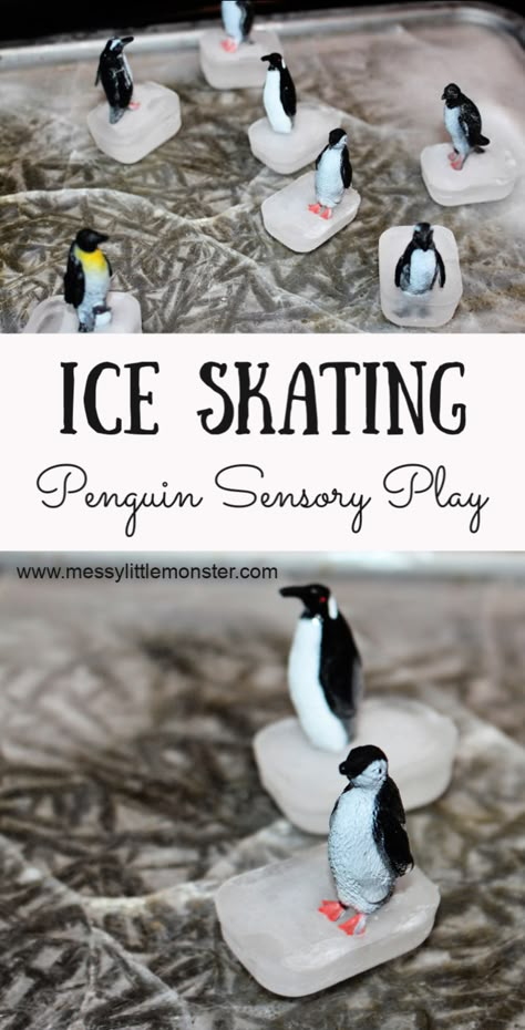 Diy Ice Rink, Ice Skating Penguin, Sensory Play For Toddlers, Winter Activities For Toddlers, February Winter, Sensory Play Toddlers, Crafts Winter, Winter Activities Preschool, Fun Winter Activities