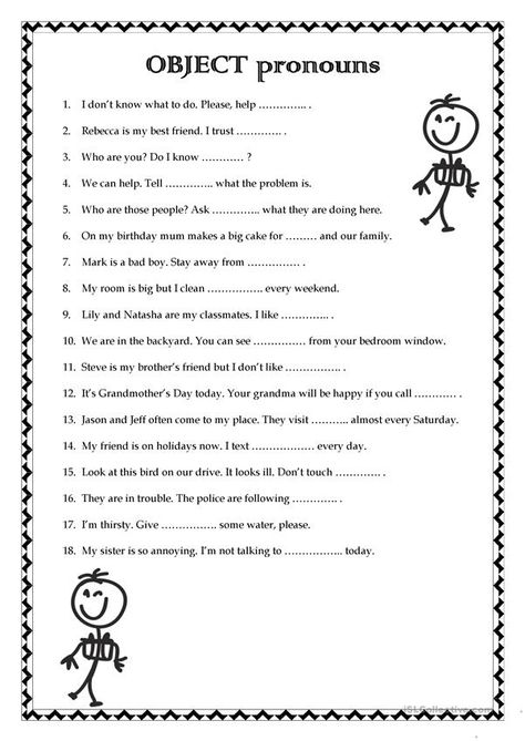 Object pronouns - English ESL Worksheets Pronouns Esl, Pronoun Grammar, English Pronouns, Personal Pronouns Worksheets, Materi Bahasa Inggris, Subject Object, Learning Grammar, English Grammar For Kids, Object Pronouns