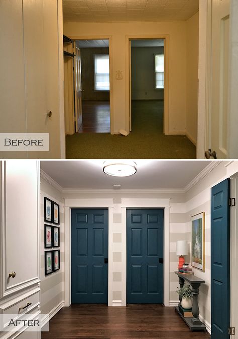 Before And After Interior Design, March Goals, Hallway Remodel, Flip Houses, Home Remodel Before And After, Exterior House Remodel, House Before And After, Old Home Remodel, House Flip