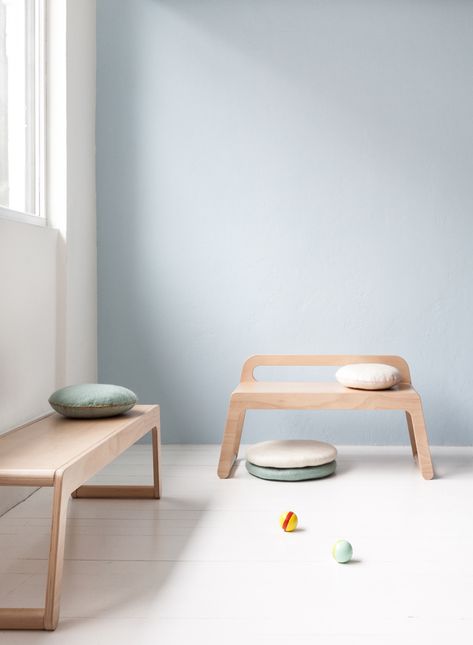 NEW B bench by Rafa-kids Plywood Furniture Design, Plywood Bench, Kids Furniture Design, Kids Bench, Dresser Design, Modern Kids Room, Kids' Furniture, Design Salon, Plywood Furniture