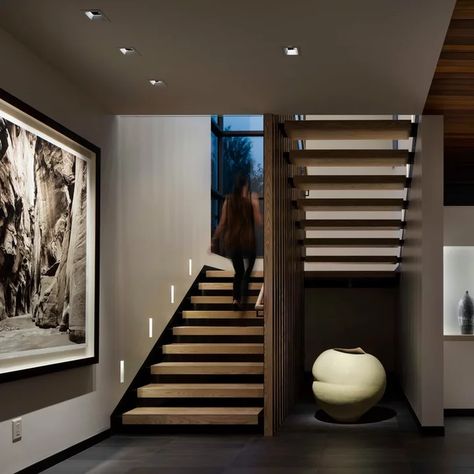 75 Modern U-Shaped Staircase Ideas You'll Love - May, 2022 | Houzz House Stairs Ideas, House Interior Stairs, Modern House Stairs, House Stairs Design, U Shaped Stairs, Modern Log Home, U Shaped Staircase, Industrial Staircase, Staircase Design Modern