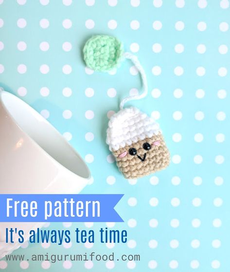 Amigurumi Food: New Free crochet pattern Tea Bag Amigurumi food Crochet Doll Shoes, Crochet Tea Cup, Amigurumi Food, Crochet Keychain Pattern, Crochet Food, Crochet Amigurumi Free Patterns, Crochet Amigurumi Free, Crochet Bookmarks, American Girls