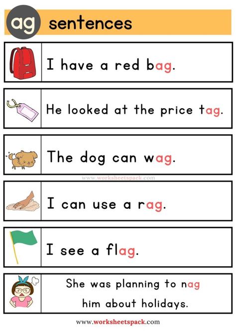 Ag Family Words, Ag Words, Ag Word Family, Phonics Reading Activities, Words For Kindergarten, Family Words, Phonics Reading Passages, Word Family Activities, Cvc Words Kindergarten