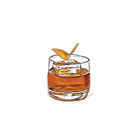 Manhattan Cocktail Illustration, Cocktail Vintage Illustration, Negroni Tattoo, Rum Illustration, Rum Aesthetic, House Cocktails, Cocktails Drawing, Cocktails Vector, Food Tattoos