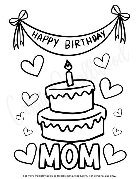 Birthday cake Happy birthday mom coloring page free printable pdf Mom Birthday Drawing, Happy Birthday Mom Craft, Happy Birthday Mom Preschool Craft, Mama Happy Birthday, Drawings For Mom Birthday, Drawings For Mom From Daughter, Homemade Cards For Moms Birthday, Birthday Drawing For Mom, Happy Birthday Mama From Daughter