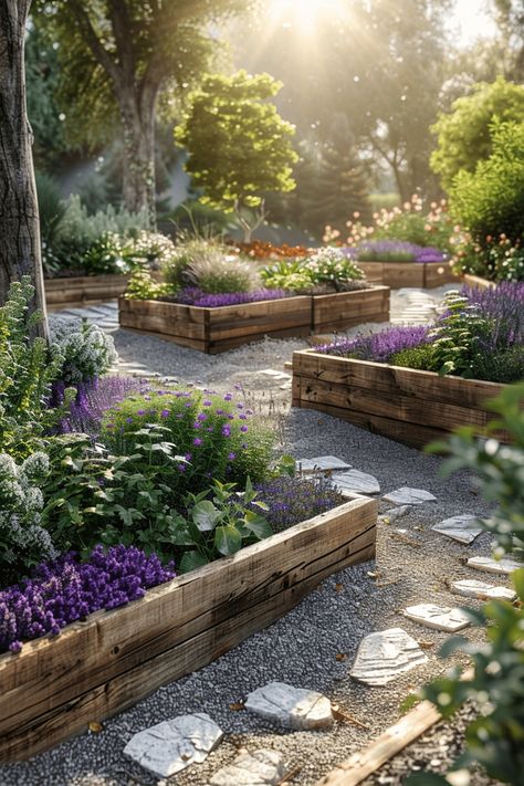 Lavender And Herb Garden, Hippie Garden Ideas, Stone Pathways, Moonlight Garden, Hippie Garden, Bohemian Garden, Dream Landscape, Fragrant Garden, Green Kitchen Cabinets