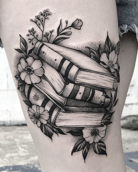 Books and flowers 📚 🌴 #danapointtattoo #danapoint Geometric Tattoo Pattern, Books And Flowers, Bookish Tattoos, Model Tattoo, Tattoo Line, Literary Tattoos, Geometric Tattoo Design, Book Tattoo, Tattoo Pattern