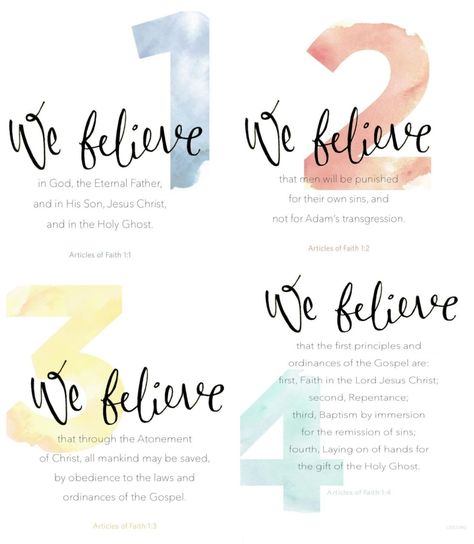 These cute printables of the Articles of Faith are found here but each one has to be individually downloaded. I compiled them into one publisher file so you can edit them for size, etc. and one pdf file if you want to print them all at once as is, full page. These make a cute wall or table framed decoration for a baptism. Articles Of Faith Printable Free, Articles Of Faith Printable, 13 Articles Of Faith, Cute Printables, Lds Primary Singing Time, Work Games, Primary Activity, Later Day Saints, Creative Worksheets