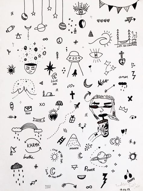 Minimalist Filler Tattoo, Mini Filler Tattoo, Small Space Filler Tattoo, Tiny Tattoo Flash Sheet, Tiny Ankle Tattoo, Small Tattoo Flash Sheet, Small Filler Tattoo Ideas, Small Stick And Poke Tattoo, Stick And Poke Tattoo Ideas