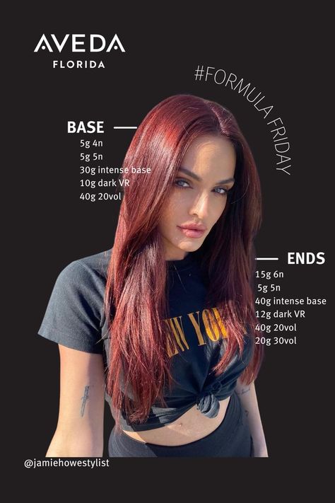 red hair color formula Aveda Copper Hair Color Formula, Aveda Color Formulas Red, Aveda Red Formula, Aveda Deep Color Formulas, Aveda Color Chart, Aveda Red Hair Color Formula, Aveda Red Hair Color, Spicy Red Hair Color, Spicy Red Hair