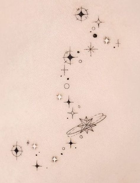 Stars And Galaxy Tattoos, Wrap Around Space Tattoo, Stars Arm Tattoo Sleeve, Astronomy Sleeve Tattoo, Starry Tattoos For Women, Flower And Stars Tattoo, Celestial Tattoo Designs, Dainty Celestial Tattoo, Star Wrap Around Tattoo