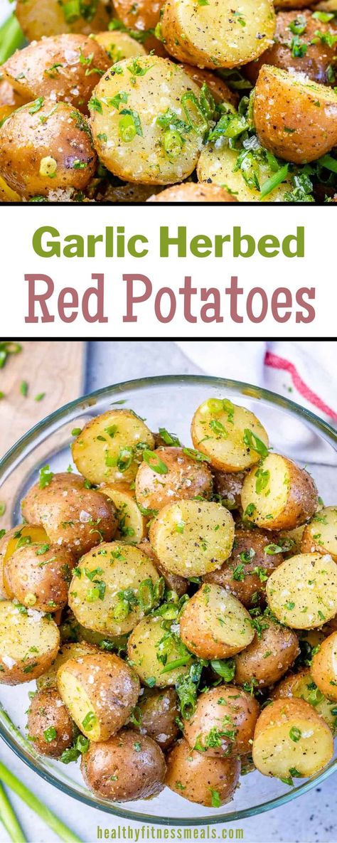 Breakfast Baked Potatoes, Garlic Potatoes Recipe, Herbed Potatoes, Red Potato Recipes, Low Fat Dinner, Healthy Potatoes, Seasoned Potatoes, Low Cholesterol Recipes, Baked Asparagus