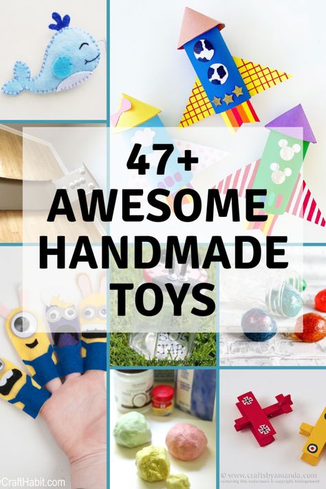 Handmade Toys for Hours of Creative Play - Free DIY Toys for All Ages Homemade Toys For Preschoolers, Diy Toys For Kids To Make, Easy Toys To Make, Home Made Toys For Toddlers, Easy Toys To Make For Kids, Homemade Toddler Toys, Homemade Toys For Toddlers, Diy Childrens Toys, Handmade Toys Diy