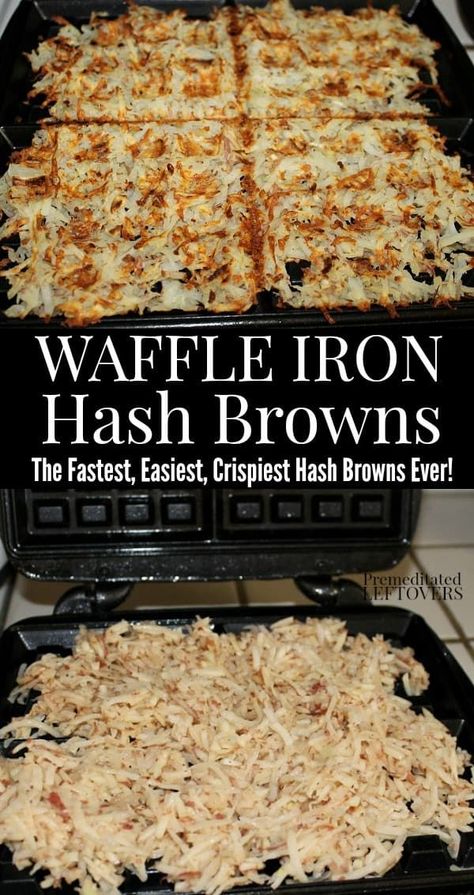 The fastest way to cook hash browns is in a waffle maker. Here is how to make hash browns in a waffle maker using shredded potatoes. Use this homemade hash browns recipe to make crispy hash brown waffles. Cook a large batch of waffle iron hash browns to freeze, then reheat the hash brown potatoes in the microwave. Homemade Hashbrown Recipes, Waffle Iron Hash Browns, Homemade Hash Browns, Hashbrown Waffles, Keto Waffles, Homemade Hashbrowns, Potato Breakfast Recipes, Waffle Iron Recipes, Waffle Maker Recipes