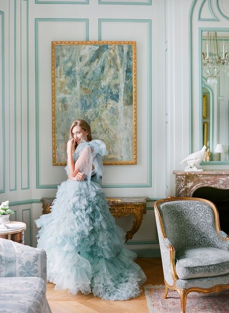 Marie Antoinette Inspired Bridal Gowns Loire Valley Chateau Wedding Vogue, Wedding Castle, Blue Wedding Inspiration, Vogue Wedding, Chateau Wedding, Blue Wedding Dresses, France Wedding, Loire Valley, French Chateau