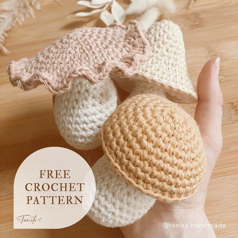 Mushrooms Crochet Free Pattern, Crochet Mushroom Christmas Ornaments, Knitted Mushrooms, Free Crochet Toadstool Pattern, Crocheted Mushroom Free Pattern, Easy Crochet Mushroom Pattern Free, How To Crochet Mushrooms, Crochet Mushrooms Free Pattern, Mushroom Hat Crochet Pattern