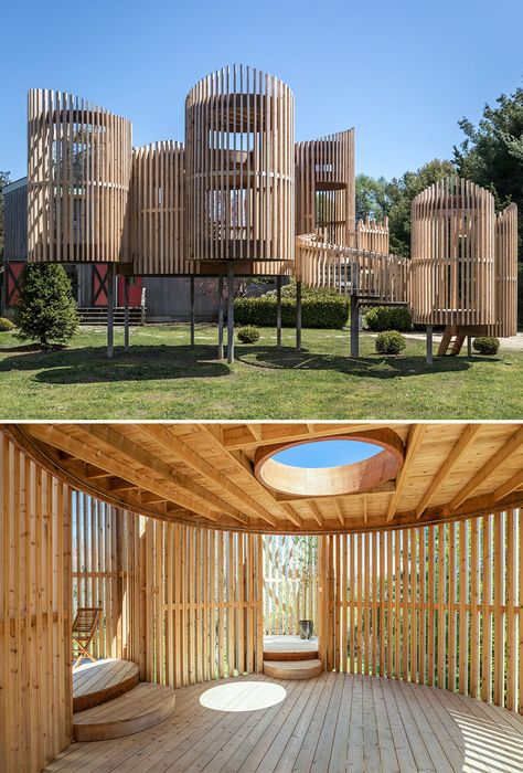 Outside-In Pavilion (Best In Installations & Structures, Landscape Design) Pavilion Architecture, Cozy Landscape, Playgrounds Architecture, Temporary Architecture, Shelter Design, Pavilion Design, Temporary Structures, 카페 인테리어 디자인, Playground Design