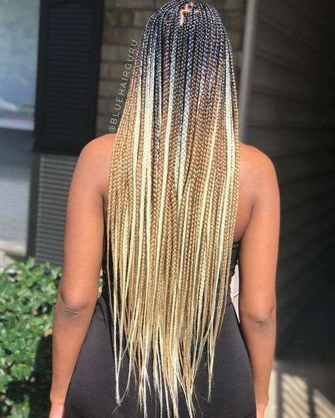 Antarnesha Blue on Instagram: “I love a good color mix 😍😍😍😍💖 Ombre box braids 💛✨💛✨💛 Braid hair used @luxidarahair Colors: "Salted Caramel" and “Creamy Lust” #boxbraids…” Black Roots Blonde Braids, Ombre Blonde Knotless Box Braids, Ombre Box Braids Black Women, Blonde Ombré Braids, Ombre Blonde Braids, Blonde Ombre Braids, Ombre Box Braids, Braiding Hair Colors, Ombre Braid