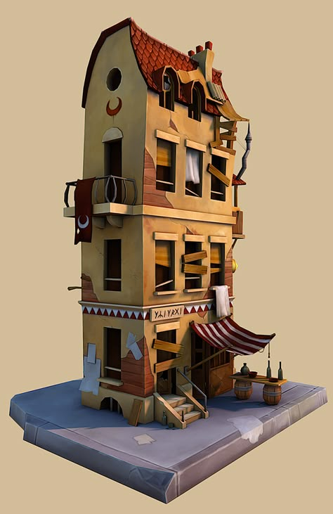 Low Poly Building, Poly Art, 3d Environment, Isometric Art, Low Poly Art, 3d Inspiration, Low Poly Models, 3d Studio, 3d Modelle