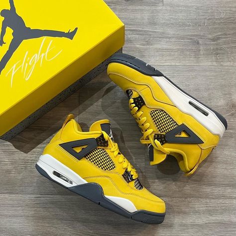 Jordan 4 Lightning Size 9 Brand new Small mark on... - Depop Nike Jordan 4, Nike Snkrs, Jordan 4s, Jordan 4 Retro, Air Jordan 4, Retro Shoes, Sneakers For Women, Shoes Outlet, Sneakers Online