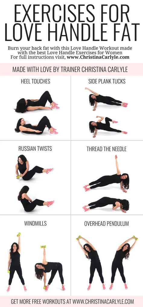 Exercises for Love Handles | Best Exercise for Love Handles and Back Fat in one quick and easy Workout Routine for Women and Beginners from trainer Christina Carlyle https://christinacarlyle.com/exercises-get-rid-love-handles/ Beachbody Workout, Cardio Yoga, Motivasi Diet, Pilates Workout Routine, Love Handle Workout, Back Fat Workout, Workout Routines For Women, Trening Fitness, Makanan Diet