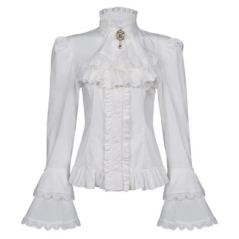 PRICES MAY VARY. Features: stand-up collar, removable tie, cute flared long sleeves. Vintage Victorian Lace Lolita Shirt;Texture: Soft and lightweight fabric,skin-friendly and comfortable Button closure;Style: Vintage Victorian Blouse Tops,Gothic Dress Shirt,Lotus Ruffle Tops,Casual Blouse Shirt,Button Blouse Shirt; This shirt is suitable for role-playing parties, fancy dress parties, clubs, Halloween themed parties, steampunk parties, Renaissance events and casual life Garment Care: Preferably Gothic Pirate, Moi Meme Moitie, White Ruffle Shirt, Victorian Shirt, Pirate Shirt, Casual Blouse Shirts, Fancy Shirt, Victorian Blouse, Gothic Shirts