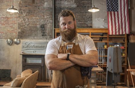 Ben Napier of HGTV's Home Town at the Scotsman Co. workshop in Downtown Laurel, MS Ben Napier, Ginger Beef, Environmental Portraits, Ginger Men, Awesome Beards, Home Town, Mens Club, Work Today, Face Hair