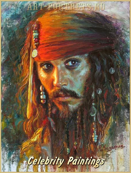 Celebrity Paintings oil on canvas by Igor Kazarin Sparrow Art, جوني ديب, Kaptan Jack Sparrow, Captain Jack Sparrow, Captain Jack, Oil Painting Portrait, Oil Portrait, Jack Sparrow, Celebrity Portraits