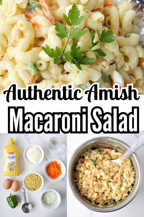 This tangy macaroni salad with a hint of sweetness is just like the macaroni salad we grew up enjoying while old order Amish! Sweet Amish Macaroni Salad, Traditional Macaroni Salad, Macaroni Salad Southern, Sweet Macaroni Salad Recipe, Amish Macaroni Salad Recipe, Macroni Salad, Amish Macaroni Salad, Easy Dinner Sides, Easy Macaroni Salad