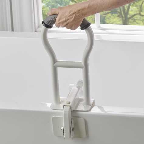 The Easy Install Bathtub Safety Bar - Hammacher Schlemmer Grab Bars In Bathroom, Food Storage Organization, Hammacher Schlemmer, Holiday Storage, Grab Bar, Grab Bars, Outdoor Curtains, Rec Room, Home Spa