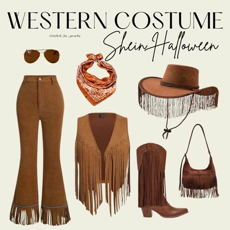 western cowgirl halloween costume styled outfit diy cosplay look Cowboy Girl Costume, Cow Girls Halloween Costumes, Senior Week, Led Costume, Retro Cowgirl, Cowboy Costume, Western Costumes, Western Halloween, Cowboy Girl