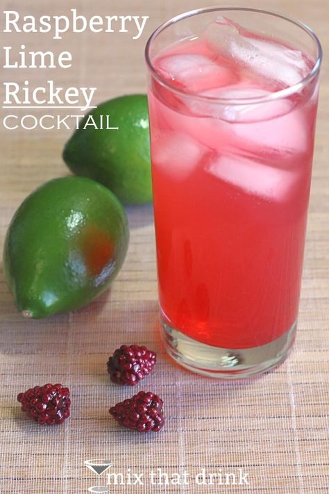 Raspberry Lime Rickey, Lime Rickey, Raspberry Vodka, Refreshing Cocktail, Happy Hour Drinks, Non Alcoholic Cocktails, Alcoholic Cocktails, Raspberry Syrup, Vodka Drinks