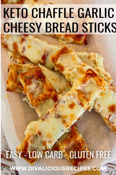 These easy low carb & gluten free garlic cheese bread sticks are made in a waffle maker. Ready to eat in under 10 minutes and less than 1g net carb each stick #chaffle #almondflour #keto #lowcarb #glutenfree #grainfree Cheesy Bread Sticks, Garlic Cheesy Bread, Keto Chaffle, Desayuno Keto, Cheesy Breadsticks, Waffle Maker Recipes, Bread Sticks, Gluten Free Appetizers, Keto Cheese