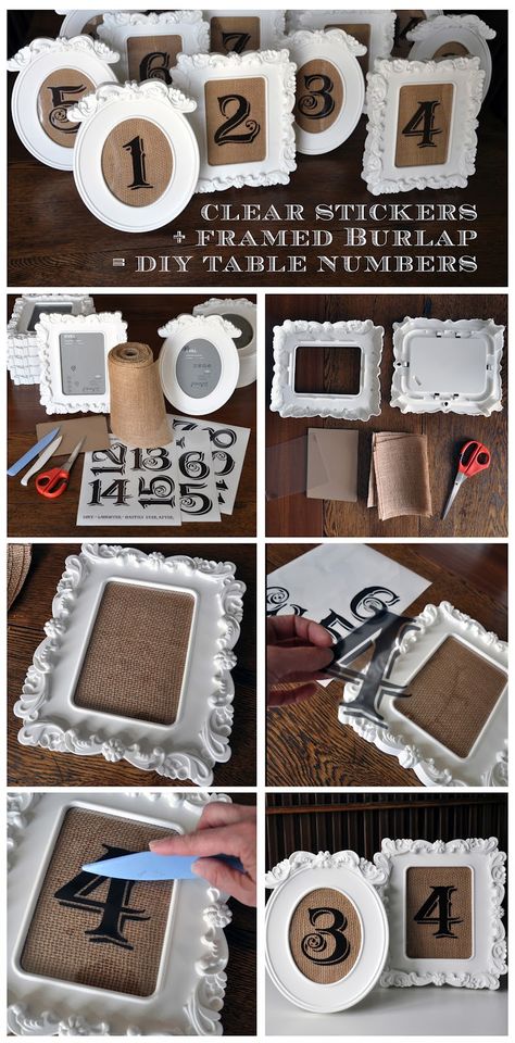 the creative bag blog: Lauren & Adam's wedding {project} no. 3 Vintage Table Numbers, Table Numbers Wedding Diy, Diy Table Numbers, Framed Burlap, Diy Wedding Table, Rustic Wedding Decorations, Boda Diy, Rustic Chic Decor, Tafel Decor