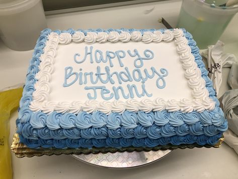 #kkscakes Sheet Cake Birthday For Men, Blue And White Sheet Cake, Blue Sheet Cake, White Sheet Cakes, Men Cakes, Blue Birthday Cakes, Baby Boy Birthday Cake, Birthday Sheet Cakes, Rosette Cake