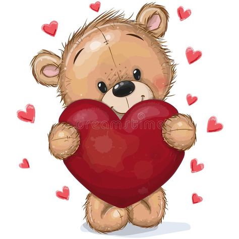 Teddy Bear with heart on a hearts background. Cute Cartoon Teddy Bear with heart on a hearts background vector illustration Teddy Bear Quotes, Teddy Bear Drawing, Teddy Bear With Heart, Teddy Bear Cartoon, Bear With Heart, Hearts Background, Teddy Bear Pictures, Teddy Bear Girl, Bear Drawing