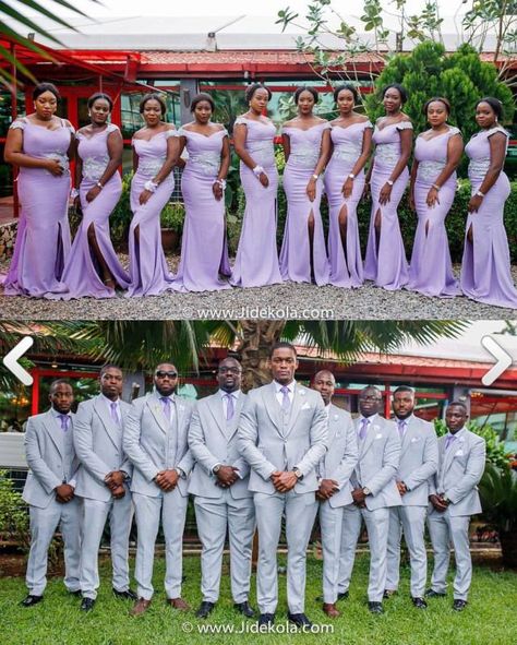 Lilac Wedding Themes, African Bridesmaids, Latest Bridesmaid Dresses, Purple And Gold Wedding, Wedding Maids, Lilac Bridesmaid Dresses, Wedding Color Combos, Purple Wedding Theme, Couple Wedding Dress