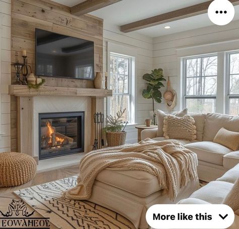 Modern Farmhouse Living, Cottage Living Rooms, Modern Farmhouse Living Room, Farmhouse Living Room, Country Living Room, Home Fireplace, Farmhouse Decor Living Room, Dream House Interior, Cottage Living