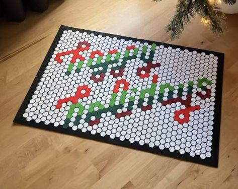 Letterfolk Tile Mat Ideas January, Letterfolk Christmas, Letterfolk Christmas Mat, Christmas Letterfolk Mat, Christmas Tile Mat, Letterfolk Mat, Fruit Letters, Doormat Ideas, Letter Folk