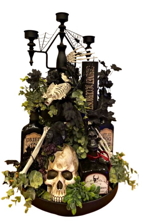 Wednesday Party Planning Ideas · Major Gates Halloween Florals, Table Halloween, Halloween Decor Diy, Boho Halloween, Pumpkin Carving Ideas, Halloween Bottles, Creepy Halloween Decorations, Diy Halloween Decor, Haunted Halloween