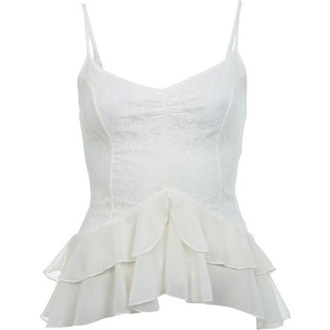 Miss Selfridge Lace Ruffle Tier Cami Top (69 BRL) ❤ liked on Polyvore featuring tops, shirts, tank tops, blusas, cream, lace camisole tops, cami tank tops, cream lace shirt, ruffle shirt and lace camisole Lace Camisole Top, Cream Lace Top, Ruffle Tank Top, Lace Cami Top, Lace Camisole, Tank Top Camisole, Lace Cami, Cream Lace, Lace Ruffle