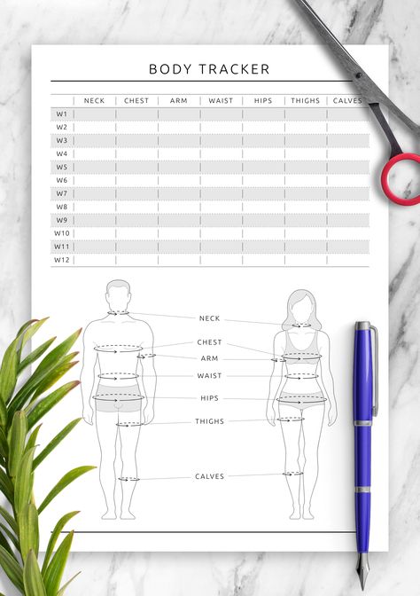 Body Tracker, Fitness Planner Template, Gym Planner, Weekly Fitness Planner, Measurement Tracker, Body Measurement Tracker, Printable Forms, Workout Template, Body Measurement Chart