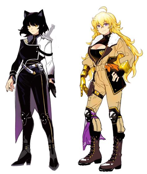 Rwby Official Art, Rwby Yang Redesign, Rwby Outfit Designs, Rwby Concept Art, Rwby Outfits, Rwby Redesigns, Bumbleby Rwby, Rwby Neopolitan, Yang Rwby