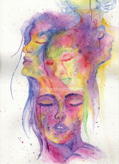 Expression Art Feelings, Mixed Emotions Art, Abstract Emotions, Emotion Painting, Emotion Art, Emotions Art, Woman Artwork, Happy Emotions, Watercolor Face